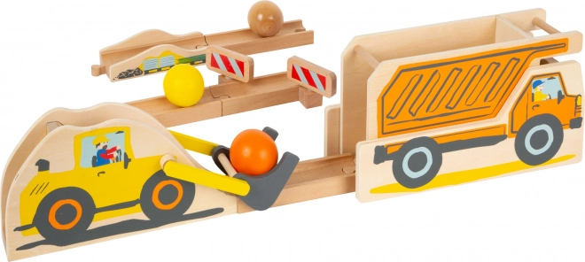 Small Foot construction machines wooden marble run, 10 pieces