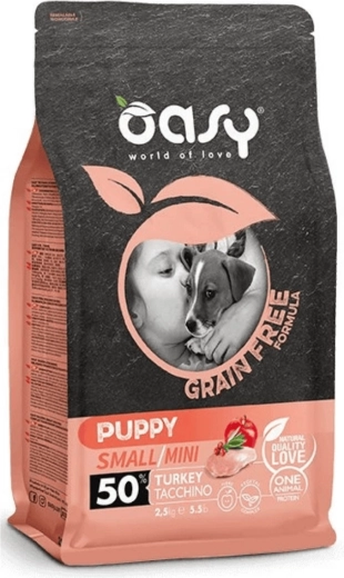 Oasy Grain Free Puppy Small/Mini voer met kalkoen 2,5 kg