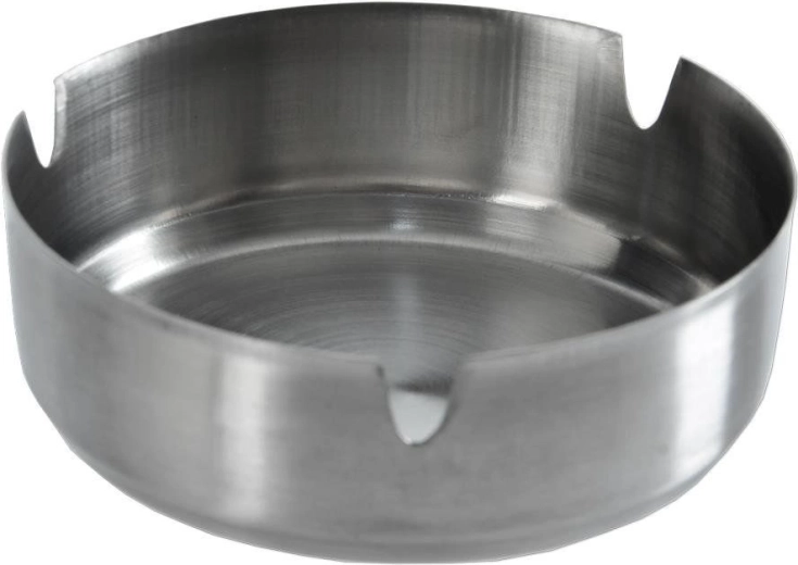Runder Aschenbecher aus Edelstahl, 10 cm