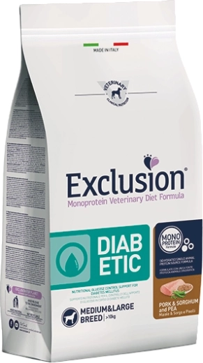 Exclusion Diabetic pour races moyennes et grandes – porc avec sorgho et pois 2 kg