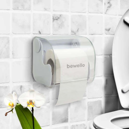 Wall-Mounted Toilet Paper Holder with Cover, White