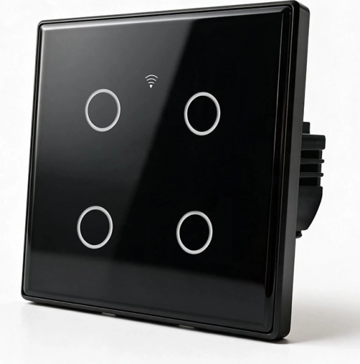 Interrupteur mural intelligent tactile Wi‑Fi pour éclairage, 4 canaux, avec minuterie – 1 pièce
