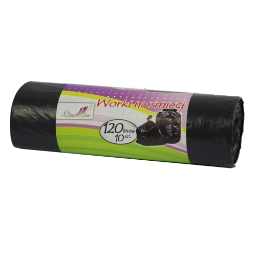Extra stevige vuilniszakken 120 l met trekkoord, zwart (10 stuks)