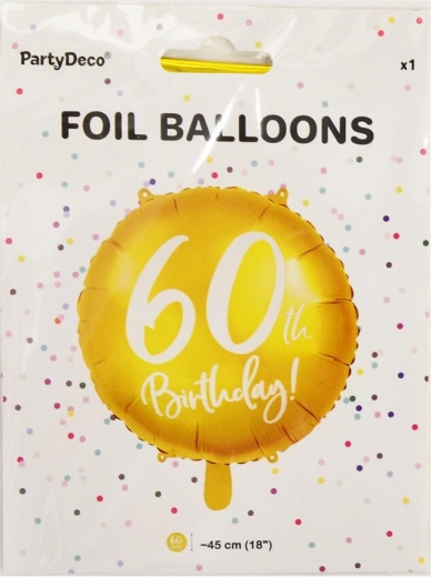 Ballon en aluminium chiffre 60 doré métallisé 45 cm