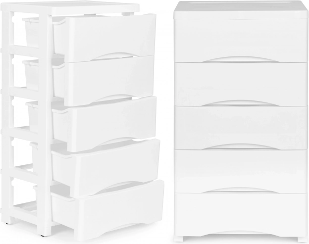 Rollbarer Schubladenschrank mit 5 Schubladen ModernHome weiß