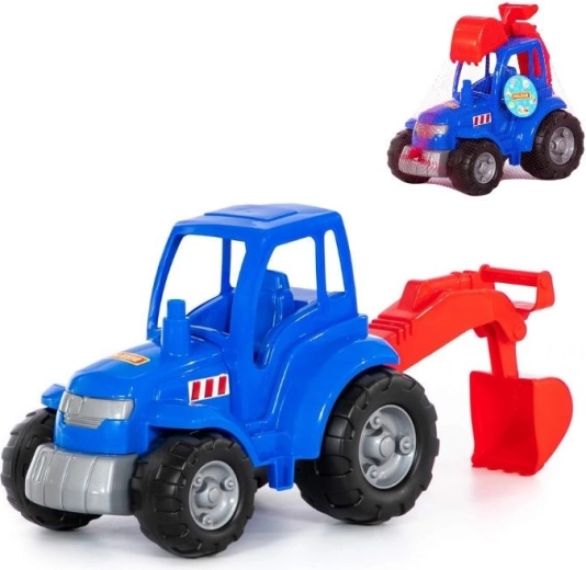 Plastic Tractor with Excavator Bucket – Blue
