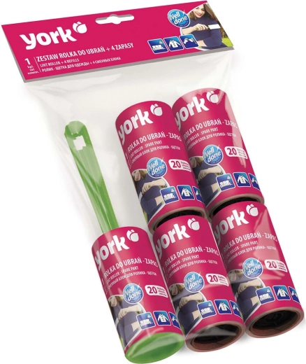 Rouleau adhésif de nettoyage pour vêtements 20 feuilles + 4 recharges, assortiment de couleurs