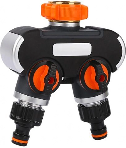 Dual garden hose splitter with individual shut-off valves