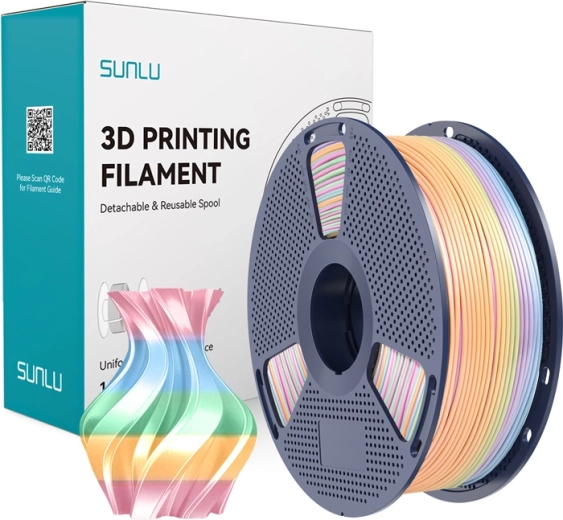 Sunlu PLA+ silk filament regenboog 04 1,75 mm 1 kg