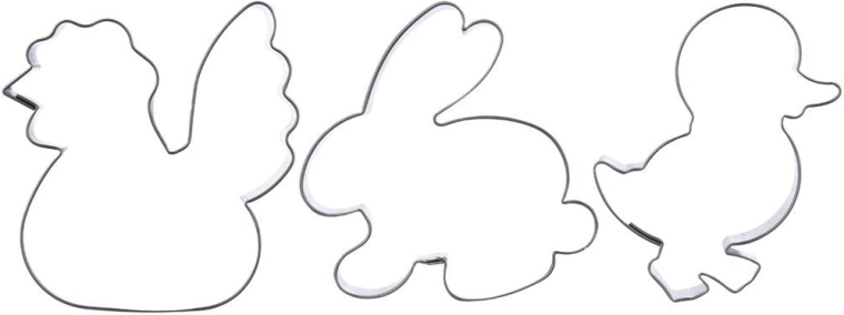 Set de découpoirs en inox Pâques 6 cm, 3 pcs