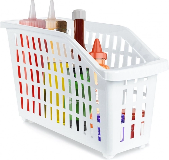 Panier de rangement étroit blanc à roulettes 13 l