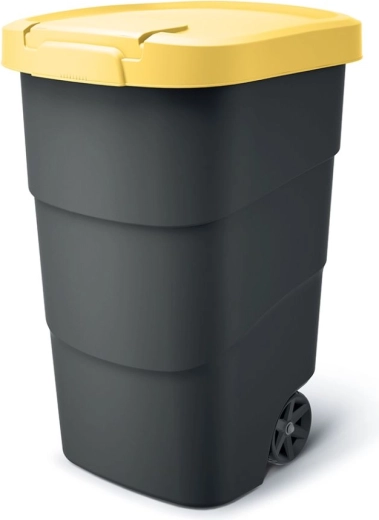 Garden waste container with wheels Wheeler 95 l anthracite/yellow