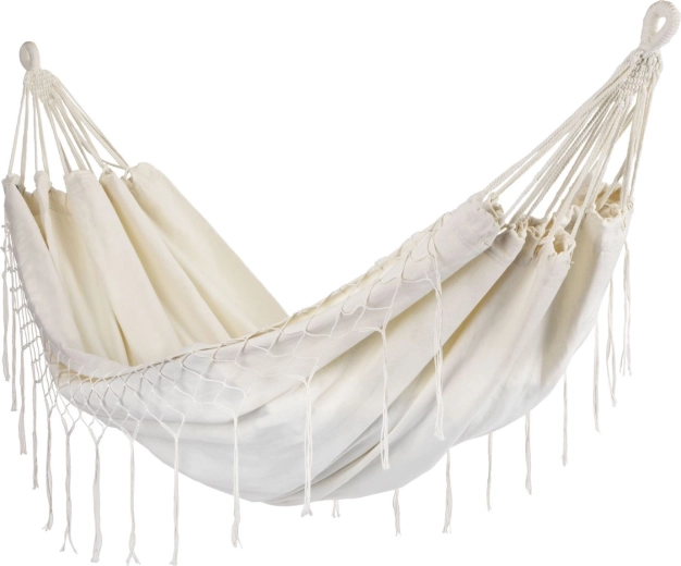 Tweepersoons tuinschommelhangmat boho beige 200 × 150 cm
