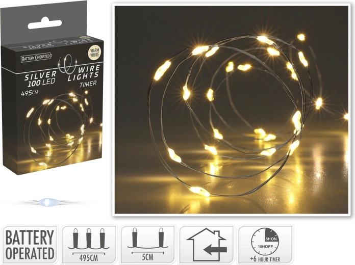 Christmas LED lights warm white 4.95 m (100 LEDs) with timer