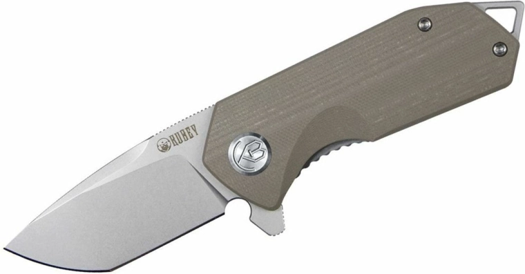 Kubey Campe Nest pocket knife 7 cm, brown khaki, G10