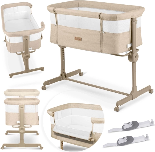 Nukido Beistellbett mit verstellbarer Höhe und Matratze