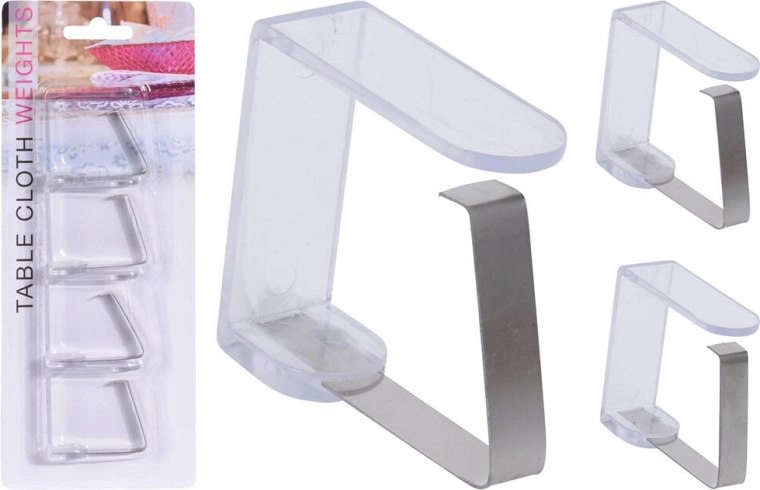 Clip pour nappe en inox et plastique 45 × 45 mm, lot de 4