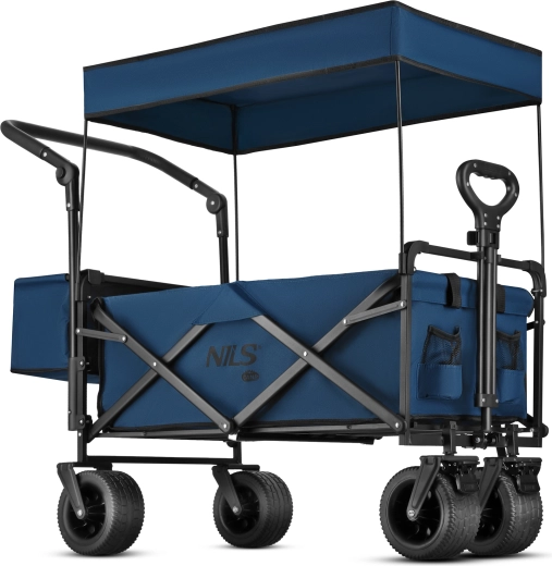 Opvouwbare campingwagen met dakje NILS Camp, blauw