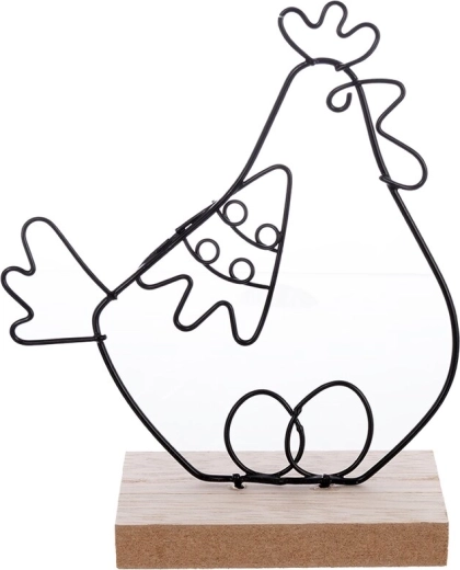 Dekoratives Huhn aus Holz und Metall 13,5 cm