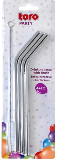 Set éco de pailles en acier inoxydable 4 pcs + goupillon