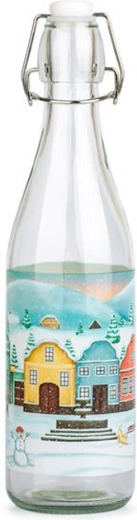 Glazen fles met beugelsluiting TORO 1 l – kerstachtig dorpje