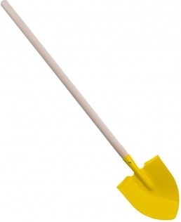 Yellow kids' shovel with wooden handle 83 cm – pointed