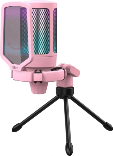Microphone de jeu USB à condensateur Fifine A6V rose