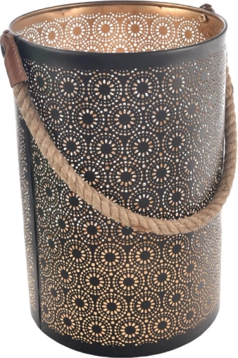 DOT metal and jute candle lantern black/gold 30 cm