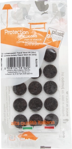 Vilten zelfklevende meubelglijders 16 mm bruin, 30 stuks