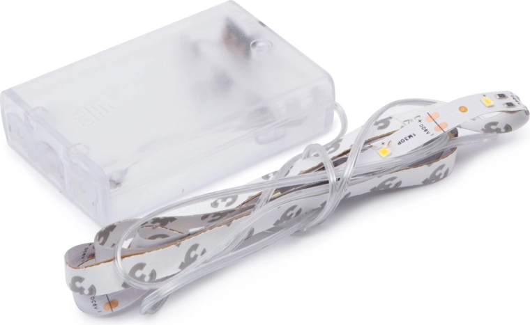 LED strip with warm white light, 1 m, battery-operated