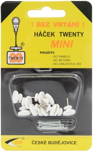 TWENTY mini haak van polyamide, wit, 10 stuks
