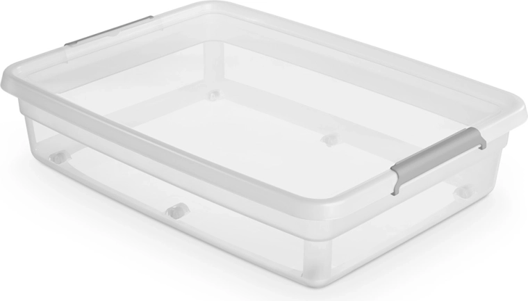 Basestore rollbarer Aufbewahrungsbox mit Deckel und Clips 60 l