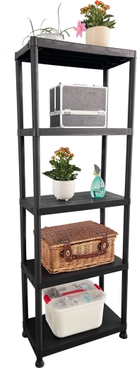 Plastic Shelving Unit, 5-tier, 61 × 31 × 171 cm, shelf load capacity 25 kg