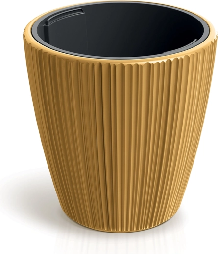Blumentopf ORO mit herausnehmbarem Einsatz 19,9 cm, senfgelb