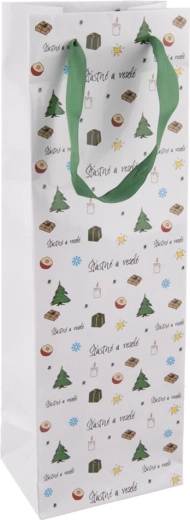 Sac cadeau en papier pour bouteille de vin « Joyeuses fêtes »