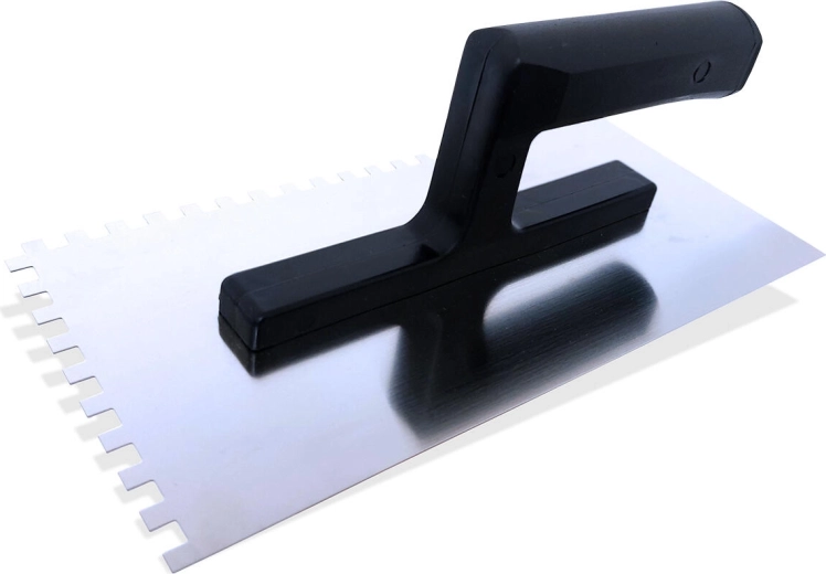 RVS troffel met tanden 10 mm, 270 × 125 mm