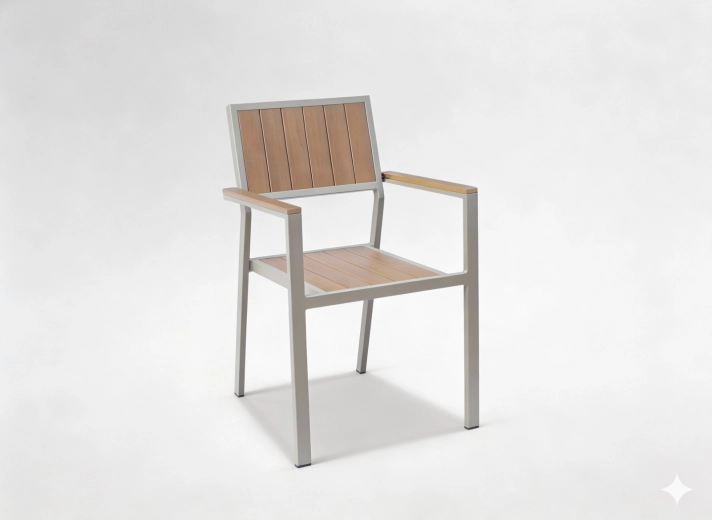 Beige aluminum garden armchair