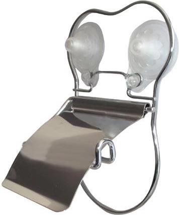 Toilet paper holder with suction cups, chrome, 14 × 24 × 8 cm