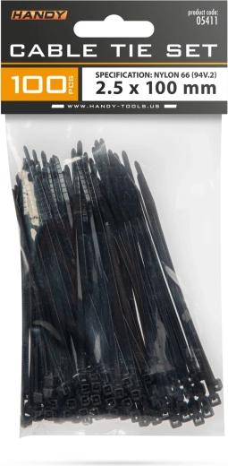 Colliers de serrage noirs 100 × 2,5 mm, 100 pièces