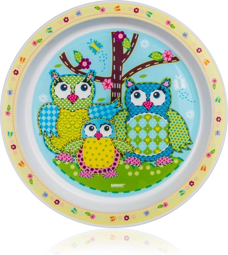 Assiette plate pour enfants Hiboux 21 cm en plastique