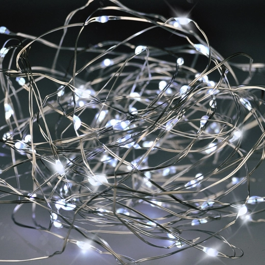 Solight kerst-LED-lichtsnoer op zilverdraad 10 m, 100 mini-leds, koud wit - 1 stuk