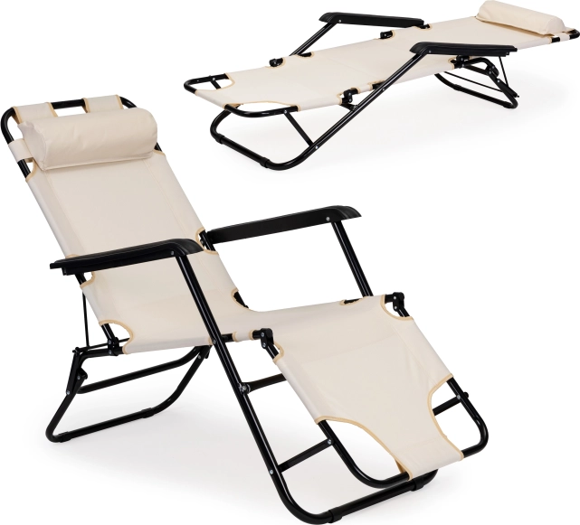 Gartenliege MultiGarden mit Kopfstütze, klappbar, beige