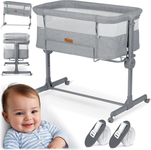 Berceau cododo avec matelas NUKIDO, gris