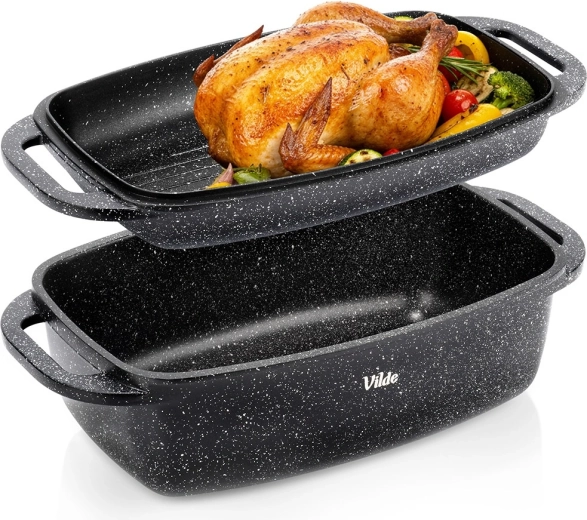 Granit-Bräter mit 2-in-1-Deckel GRANITICA 5,5 + 2,5 l, 40 × 22,5 × 16 cm