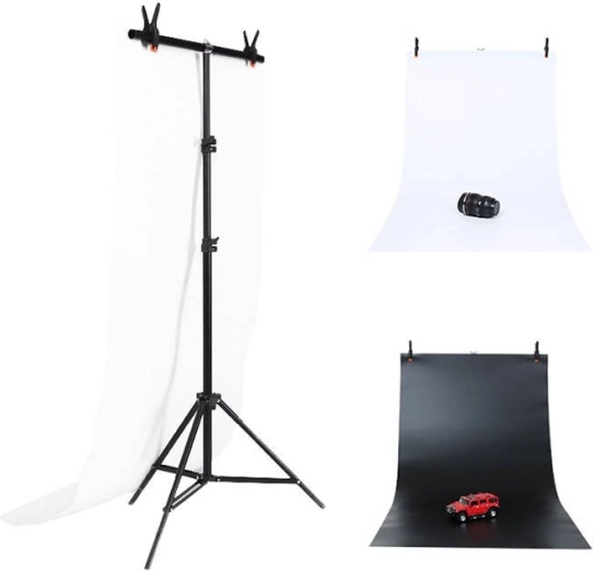 Fotoatelier ondersteuning Puluz 70x200 cm met 2 achtergronden