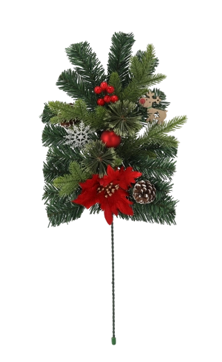 Kerstdecoratieve tak met poinsettia 60 cm rood