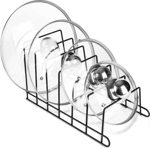 Organisateur métallique pour couvercles et assiettes noir