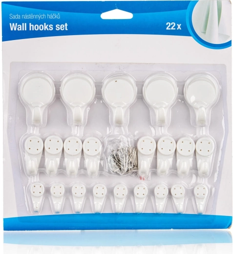Wandhaken – Set mit 22 Stück, Kunststoff mit Nägeln