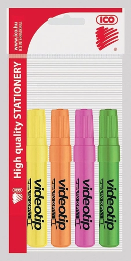 ICO Videotip Highlighters, pastel, set of 4