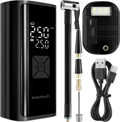 Elektrische tragbare Luftpumpe 150 PSI mit 6000 mAh Powerbank und LED-Taschenlampe